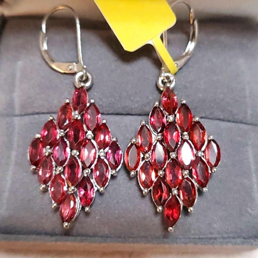 Rhodolite Garnet lever back earrings Sterling silv